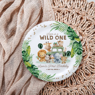 Wild One 1st Birthday Safari Animals Paper Plates