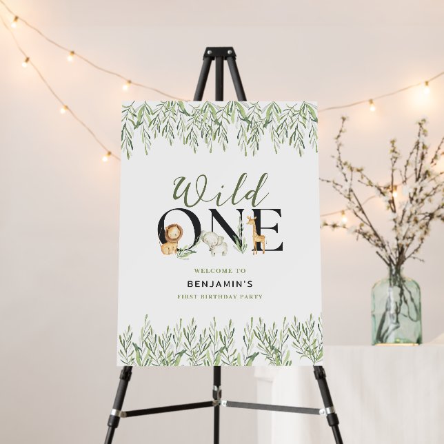 Wild One 1st Birthday Safari Animals Welcome Party Foam Board (In Situ (Stand))