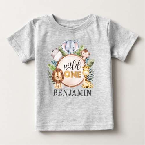 Wild One 1st Birthday Safari Baby T_Shirt