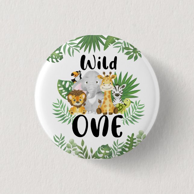 Wild One 1st Birthday Safari Button (Front)
