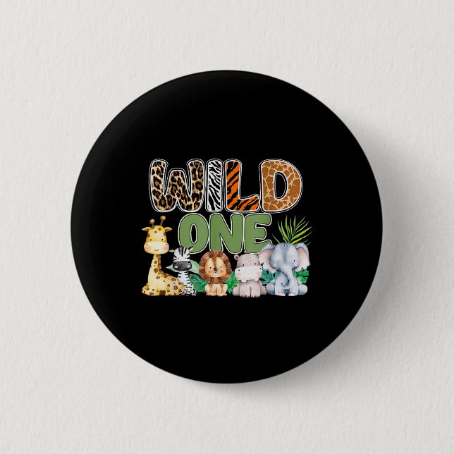 Wild One 1st Birthday Safari Family Matching  Button (Front)