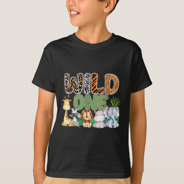 Wild One 1st Birthday Safari Family Matching  T-Shirt (Front)
