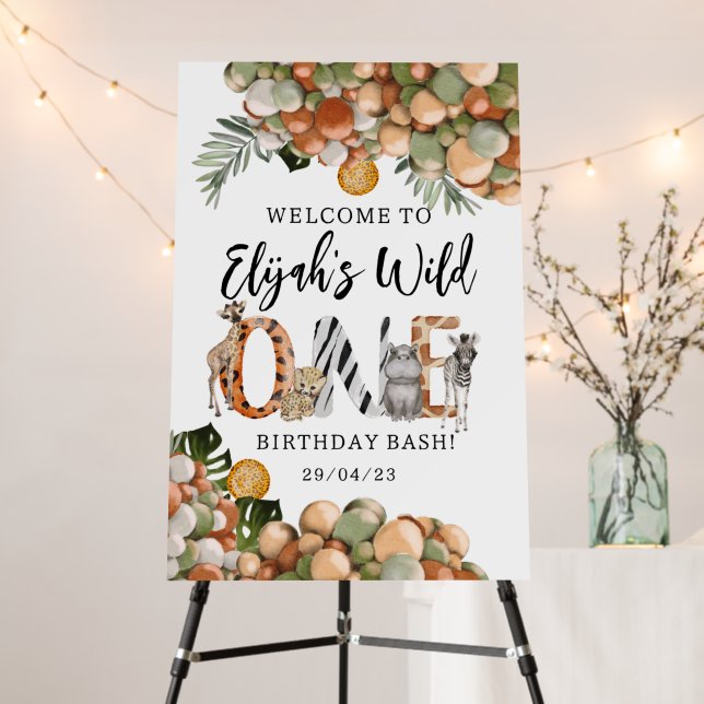 Wild One 1st Birthday Safari Foam Board (In Situ (Stand))