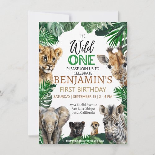 Wild one 1st birthday Safari  Invitation
