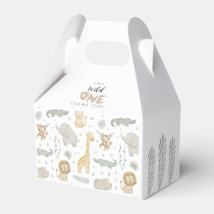 Wild One 1st Birthday Safari Jungle Animals Favor Boxes
