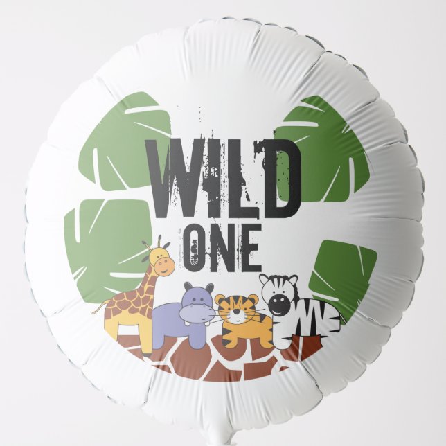 Wild One 1st Birthday Safari Jungle Birthday Party Balloon (Front)