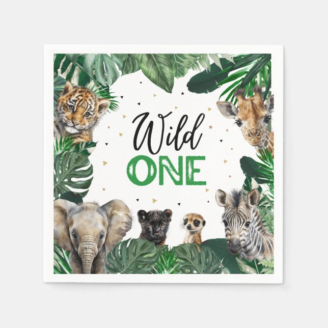 Wild one 1st birthday Safari  Napkins (Front)