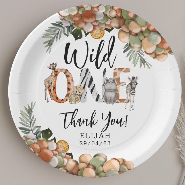 Wild One 1st Birthday Safari Paper Plates (Creator Uploaded)