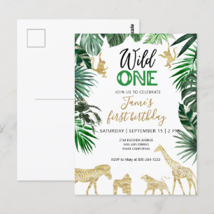 Wild one 1st birthday Safari Postcard