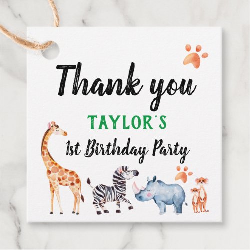 Wild One 1st Birthday Safari Thank You Favor Tags