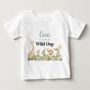 Wild One 1st Birthday T-shirt Safari Animals Boy