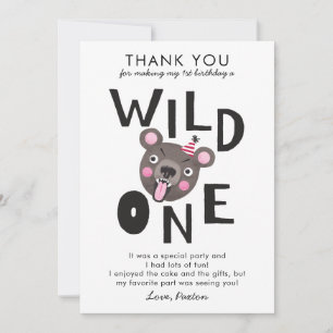 Wild One 1st Birthday Thank You Card