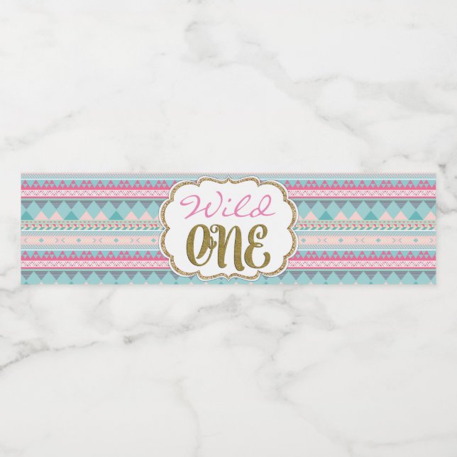 Wild One 1st Birthday Tribal Water Bottle Labels (Single Label)