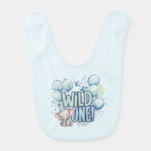 Wild One 1st Birthday Watercolor Baby Bib