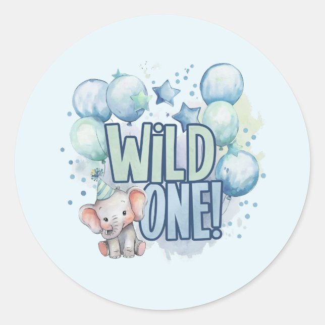 Wild One 1st Birthday Watercolor Classic Round Sticker (Front)