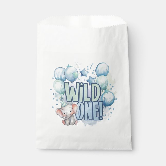 Wild One 1st Birthday Watercolor Favor Bag (Front)