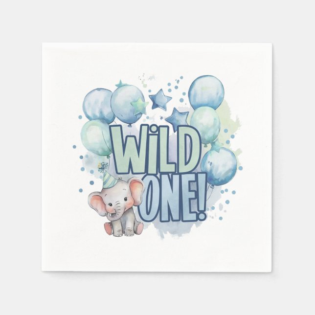 Wild One 1st Birthday Watercolor Napkins (Front)