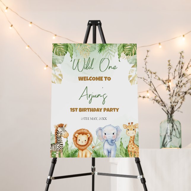 Wild One 1st Birthday Welcome Sign (In Situ (Stand))