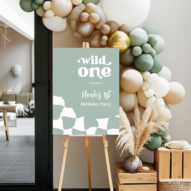 Wild One 1st Birthday Welcome Sign - Sage Green (Creator Uploaded)