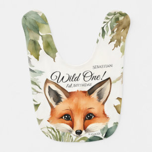 Wild One 1st Birthday Woodland Fox Baby Bib
