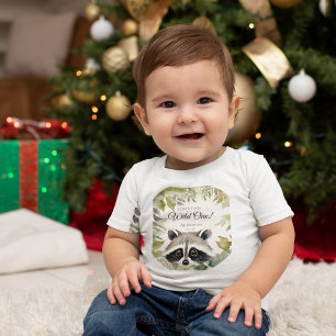 Wild One 1st Birthday Woodland Raccoon Baby T-Shirt