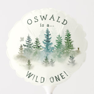 Wild One 1st Birthday Woodland Watercolor Balloon