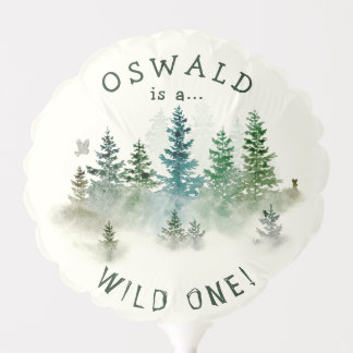 Wild One 1st Birthday Woodland Watercolor Balloon