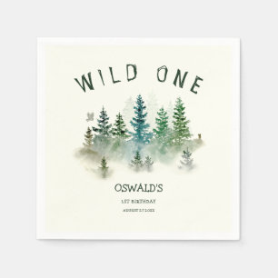 Wild One 1st Birthday Woodland Watercolor Napkins