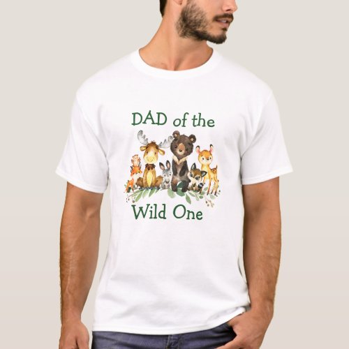 Wild One 1st Woodland Forest Animals Dad T_Shirt