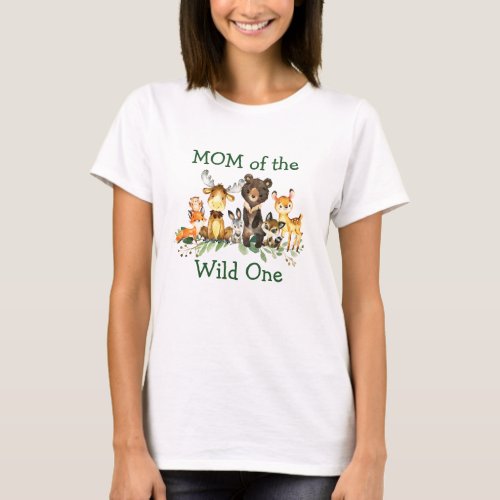 Wild One 1st Woodland Forest Animals Mom T_Shirt