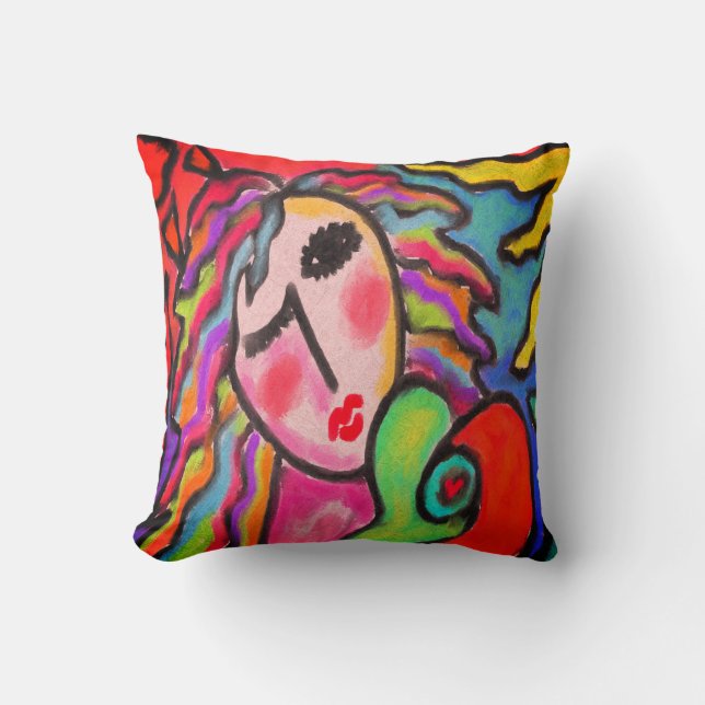 Wild One Abstract Painting Throw Pillow (Front)