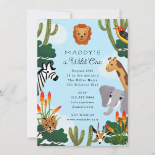 Wild One African Savanna Children's Birthday Party Invitation