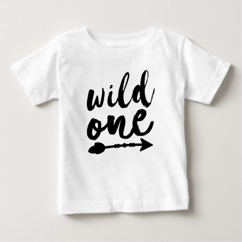 Wild One and Arrow Black  Boho  One Year Old Baby T_Shirt