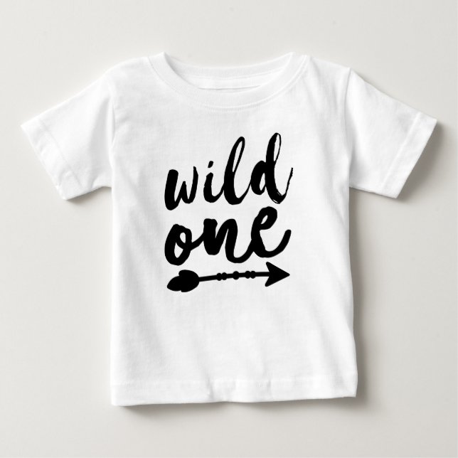 Wild One and Arrow Black | Boho | One Year Old Baby T-Shirt (Front)