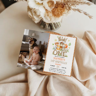 Wild One Animal 1st Birthday Party   Safari Jungle Invitation