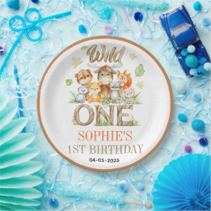 Wild One Animal 1st Birthday Party Safari Jungle Paper Plates