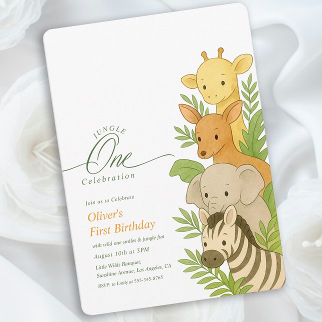Wild One Animal Birthday Illustration 1st Birthday Invitation (Wild One Animal Birthday Illustration 1st Birthday Invitation)