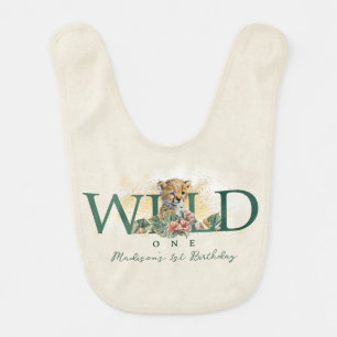 Wild One Animal Guepard Boy 1st Birthday Baby Bib