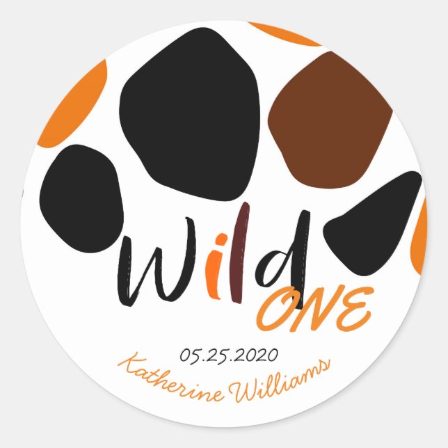 Wild One Animal Pattern Modern Birthday Sticker (Front)