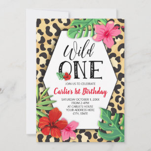 Wild One Animal Print First Birthday Invitation