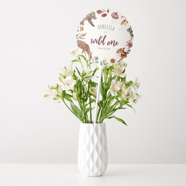 Wild One Animal Woodland Scene First Birthday Balloon (Vase)