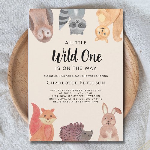 Wild One Animals Gender_Neutral Baby Shower Invitation