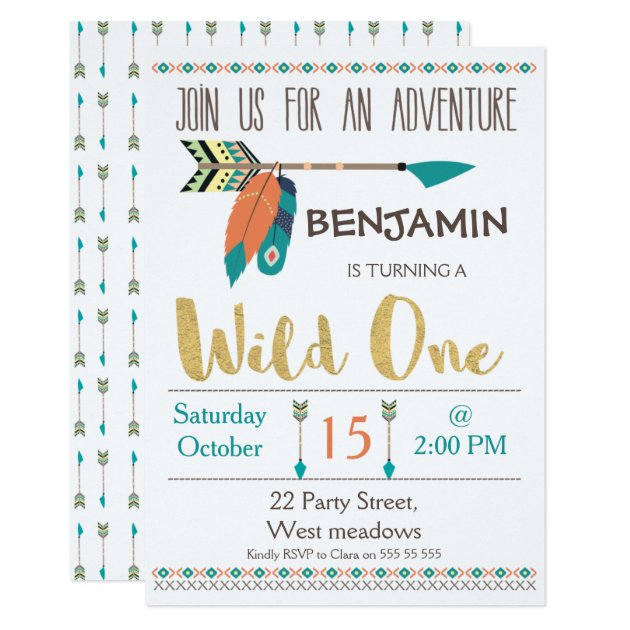 Wild One Arrow 1st Birthday Invitation For Boy
