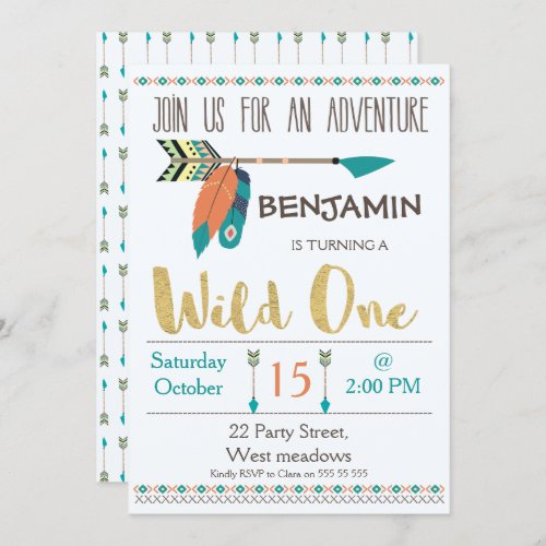 Wild One Arrow 1st Birthday Invitation For Boy