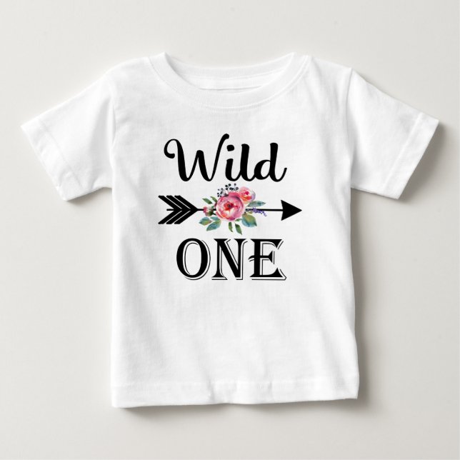 Wild one arrow floral 1st birthday shirt (Front)