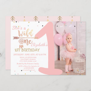 Wild One,Arrows,Dream Catcher Your Photo Birthday Invitation