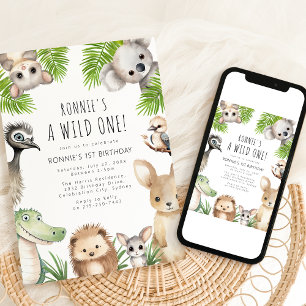 Wild One! Aussie Animal 1st Birthday Party Invitation