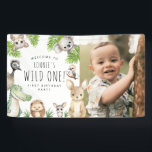 Wild One! Aussie Animal Birthday Party Banner<br><div class="desc">Experience the wild side of party planning with our unique 'Wild One!' 1st Birthday Kids Australian animal-themed birthday party banner. This contemporary design fuses whimsical watercolor Aussie animals with trendy typography.</div>