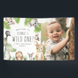Wild One! Aussie Animal Birthday Party Banner<br><div class="desc">Experience the wild side of party planning with our unique 'Wild One!' 1st Birthday Kids Australian animal-themed birthday party banner. This contemporary design fuses whimsical watercolor Aussie animals with trendy typography.</div>