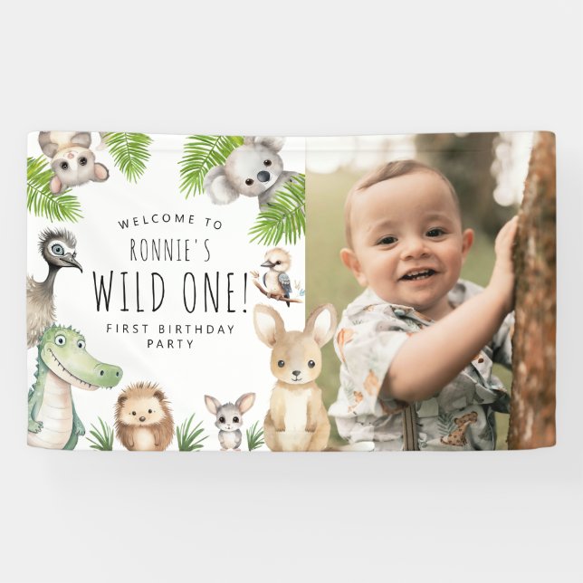 Wild One! Aussie Animal Birthday Party Banner (Horizontal)